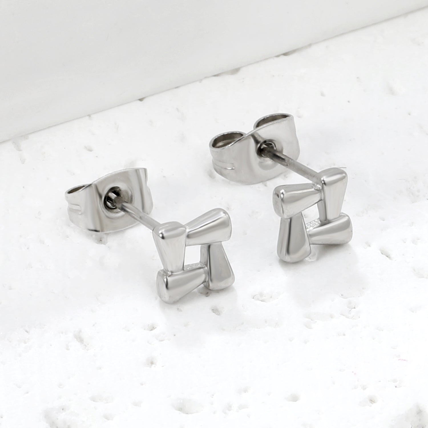 7.8 x 7.8 mm openwork square stud earrings, gold/steel color asonjewelry