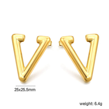 Hollow V-shaped earrings 25*28.5mm gold color asonjewelry