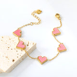 11.3*10.5mm heart shape sticky double-sided white shell/black/red/pink/green horizontal acrylic accessories 18+5cm+6mm round plaque Bracelet gold color