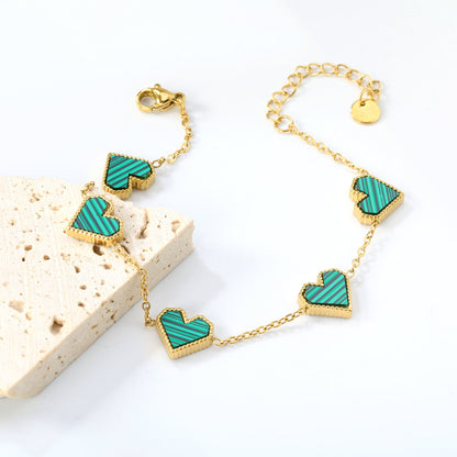 11.3*10.5mm heart shape sticky double-sided white shell/black/red/pink/green horizontal acrylic accessories 18+5cm+6mm round plaque Bracelet gold color asonjewelry