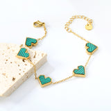 11.3*10.5mm heart shape sticky double-sided white shell/black/red/pink/green horizontal acrylic accessories 18+5cm+6mm round plaque Bracelet gold color