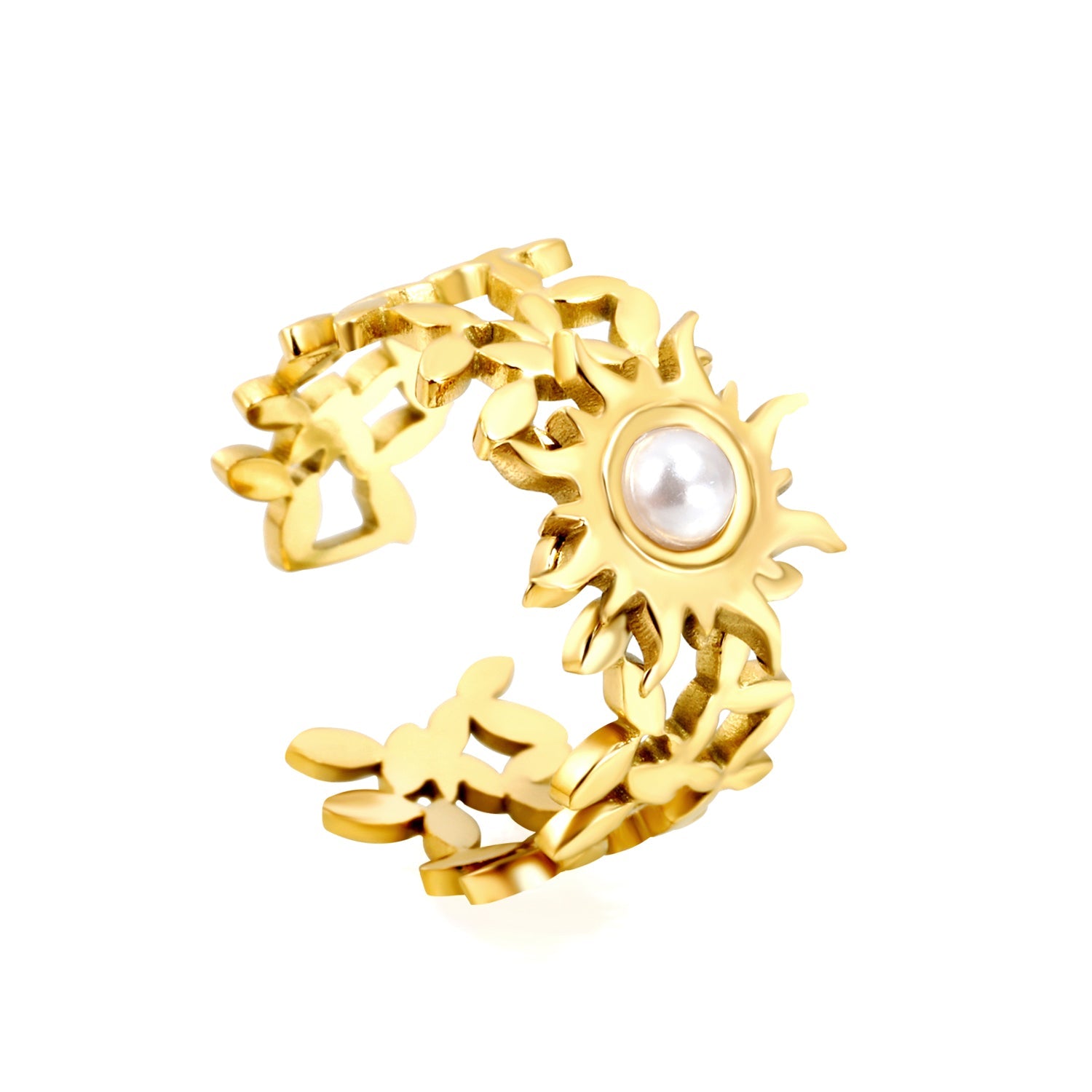 13mm Sunburst Pearl/Turquoise/Tiger Eye Split Ring Gold 8 asonjewelry