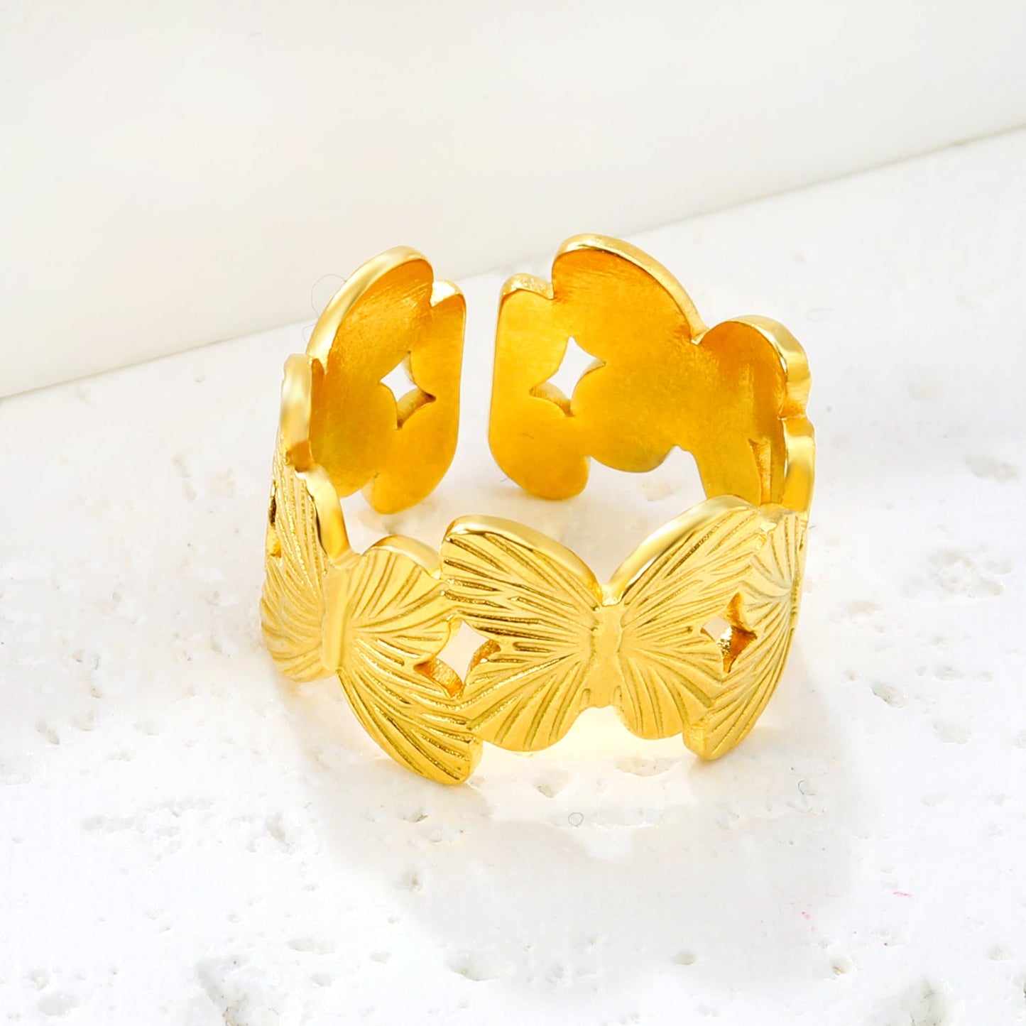 18K Gold - Plated Butterfly - Hollowed - out Ring asonjewelry