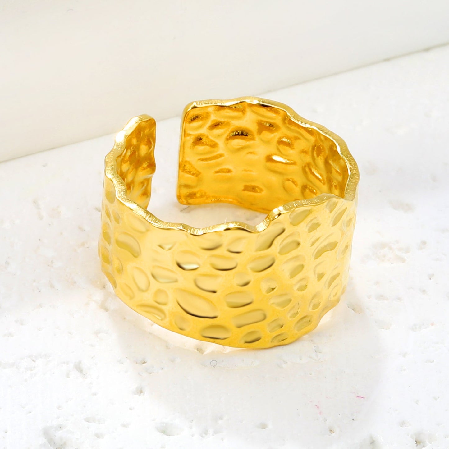 18K Gold - Plated Honeycomb - Textured Ring asonjewelry