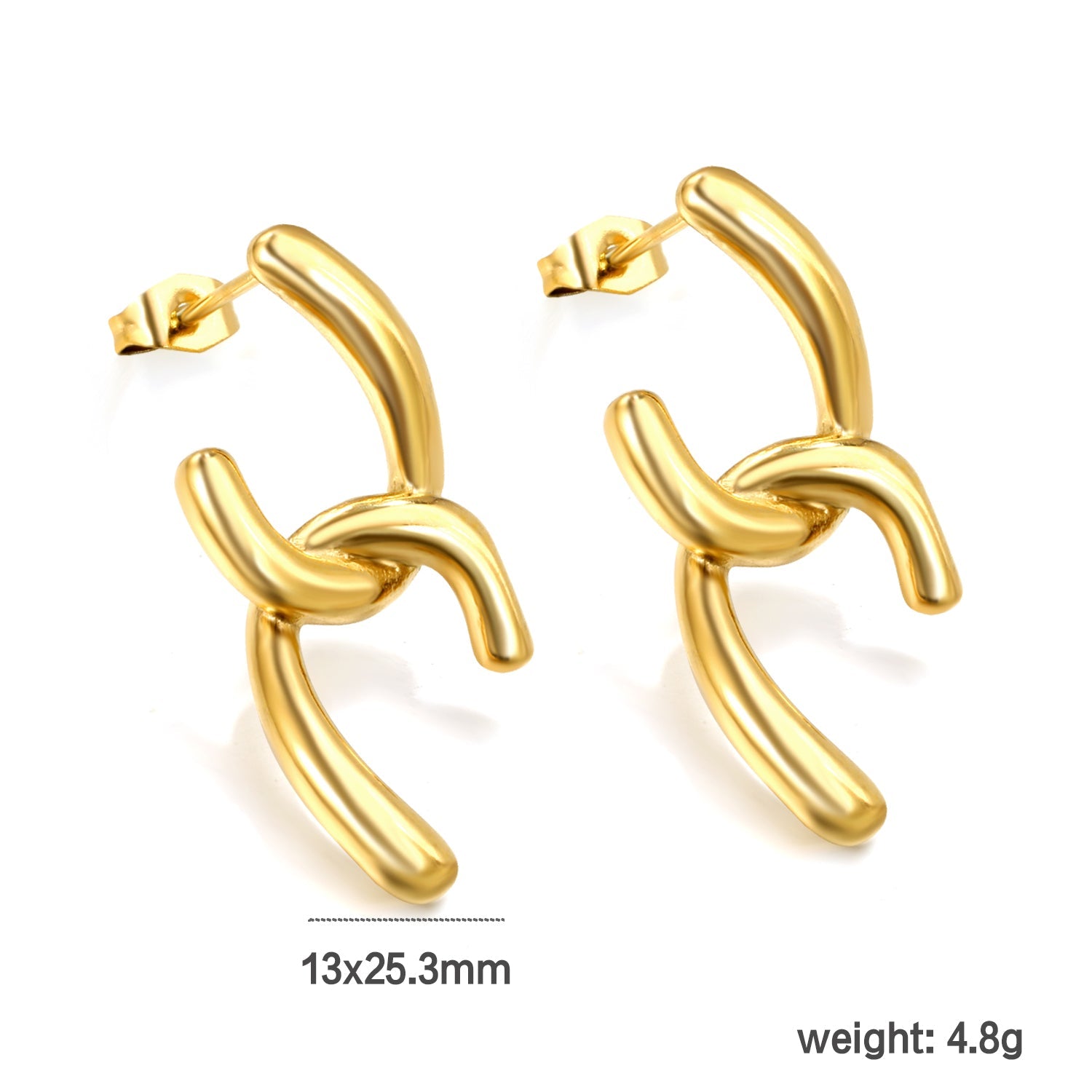 Crooked Double C Stud Earrings 13*25.3mm Gold Color asonjewelry