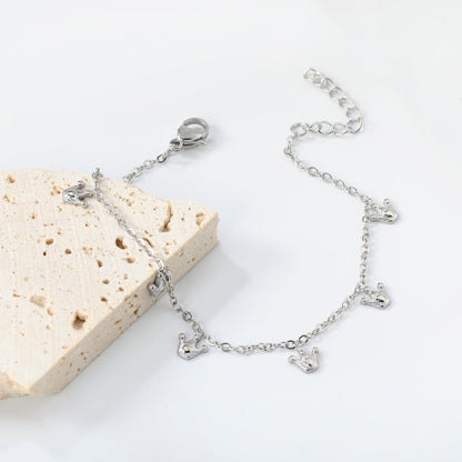 6 x 6mm Small Crown Accessories 17+3cm Bracelet Steel/Gold asonjewelry