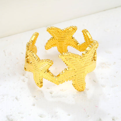 18K Gold - Plated Multi - Starfish Shaped Open Ring asonjewelry