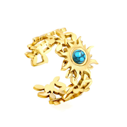 13mm Sunburst Pearl/Turquoise/Tiger Eye Split Ring Gold 8 asonjewelry