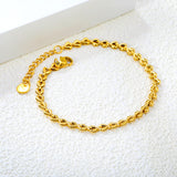 4*3.3mm Small Heart Chain 18+3cm+6mm Round Tail Plaque Bracelet Steel/Golden