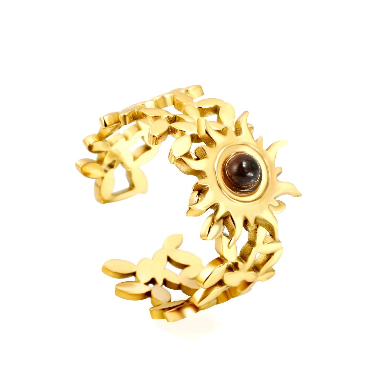 13mm Sunburst Pearl/Turquoise/Tiger Eye Split Ring Gold 8 asonjewelry