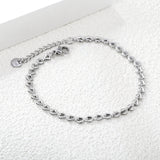 4*3.3mm Small Heart Chain 18+3cm+6mm Round Tail Plaque Bracelet Steel/Golden