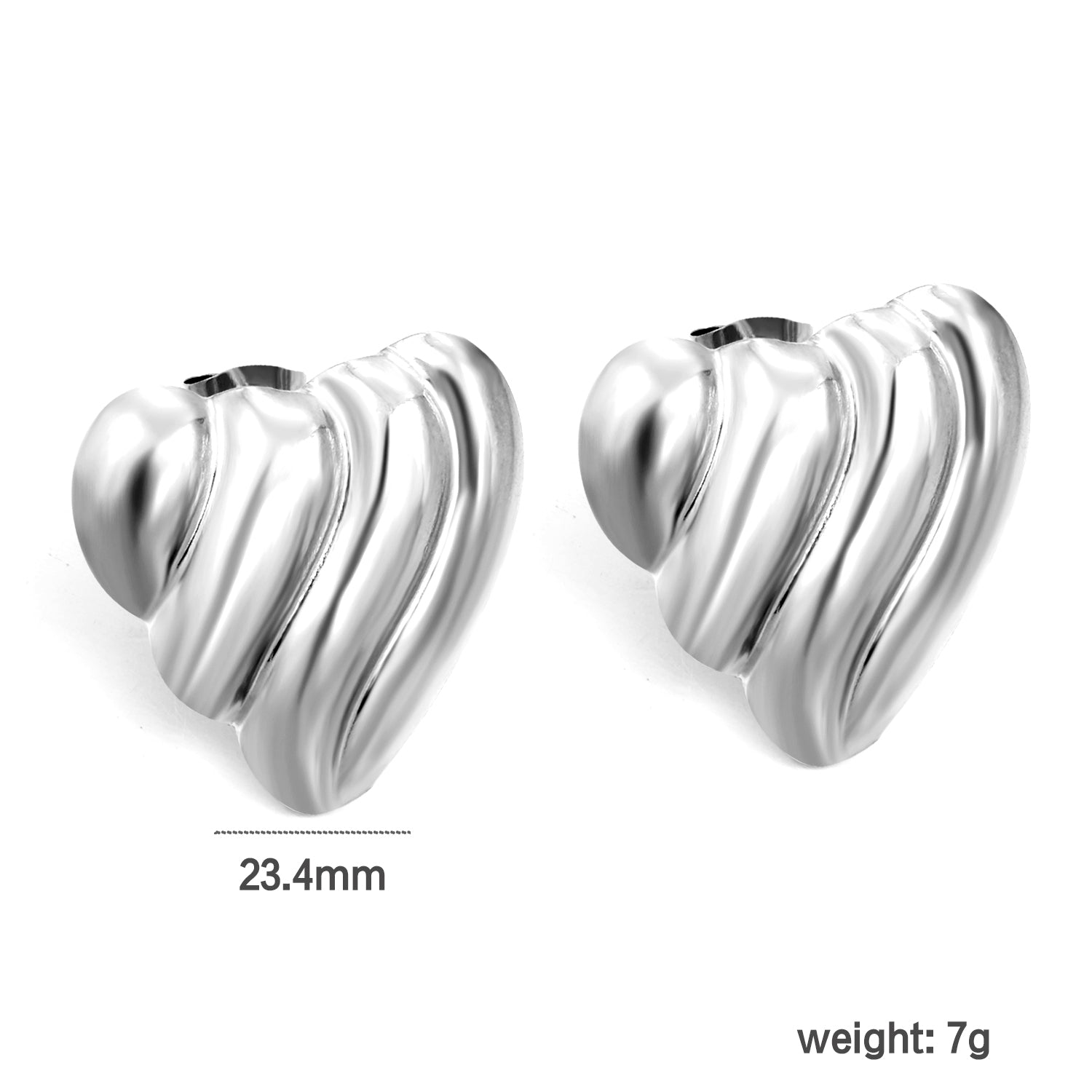 Ripple Heart Goldtone Stud Earrings 23.4mm asonjewelry