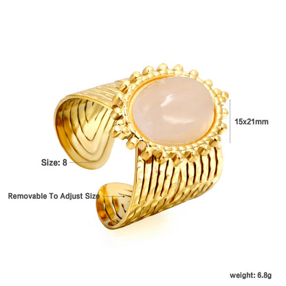 15*21mm Lace Oval with Pearls/Pink Crystals/Tiger's Eye Split Ring Gold 8 asonjewelry
