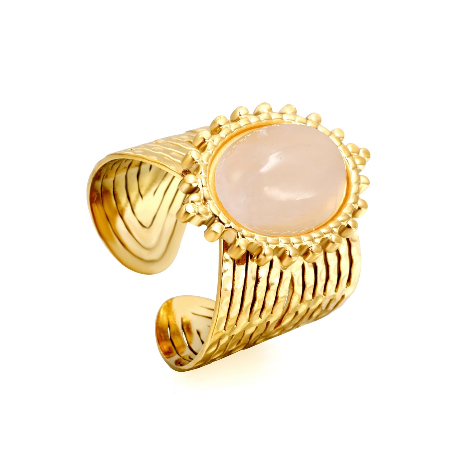 15*21mm Lace Oval with Pearls/Pink Crystals/Tiger's Eye Split Ring Gold 8 asonjewelry