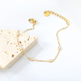 3*4.8mm Oval Sticky White Zirconium Accessories 0.3 Cross Chain*18+3cm+6mm Round Plaque Bracelet Golden