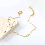 3.3*7.3mm Horse Eye White Zirconium Accessories 0.3 Cross Chain*18+3cm+6mm Round Plaque Bracelet Golden