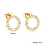 12mm/15.7mm CNC-Machined Diamond-Studded Openwork Hoop Stud Earrings, Gold