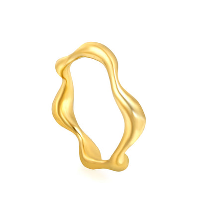 New irregular glossy wave abstract fashion eating ring asonjewelry