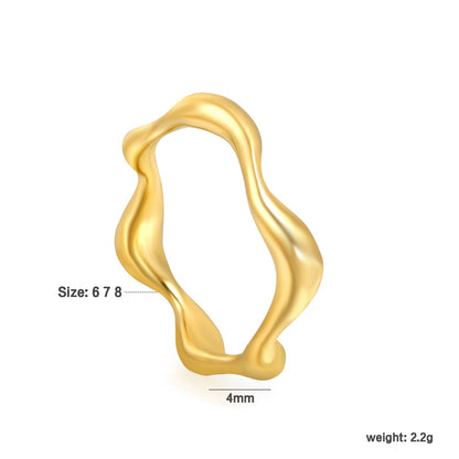 New irregular glossy wave abstract fashion eating ring asonjewelry