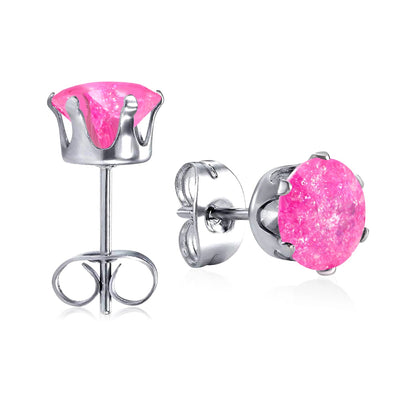 Qty 10pcs 6mm Six Catch Round Mixed Color Diamonds Steel Stud Earrings asonjewelry