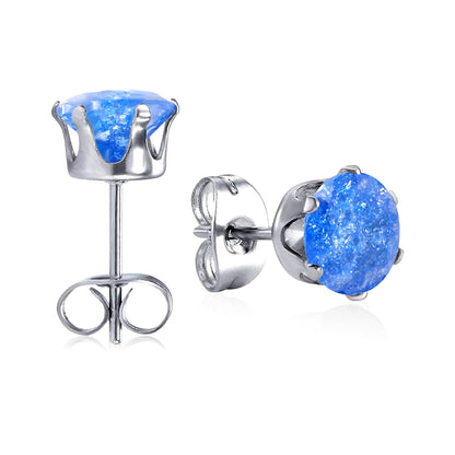 Qty 10pcs 6mm Six Catch Round Mixed Color Diamonds Steel Stud Earrings asonjewelry