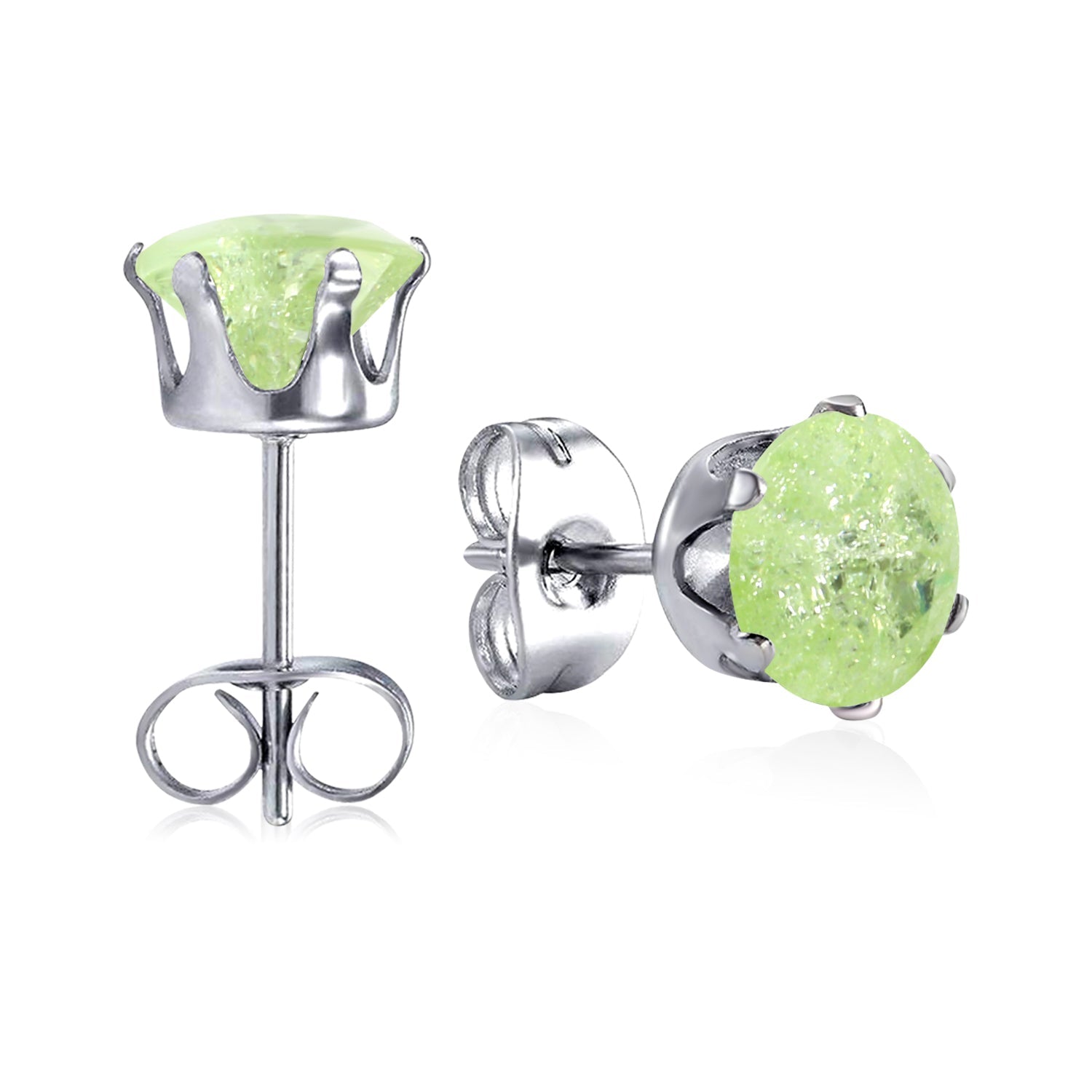 Qty 10pcs 6mm Six Catch Round Mixed Color Diamonds Steel Stud Earrings asonjewelry