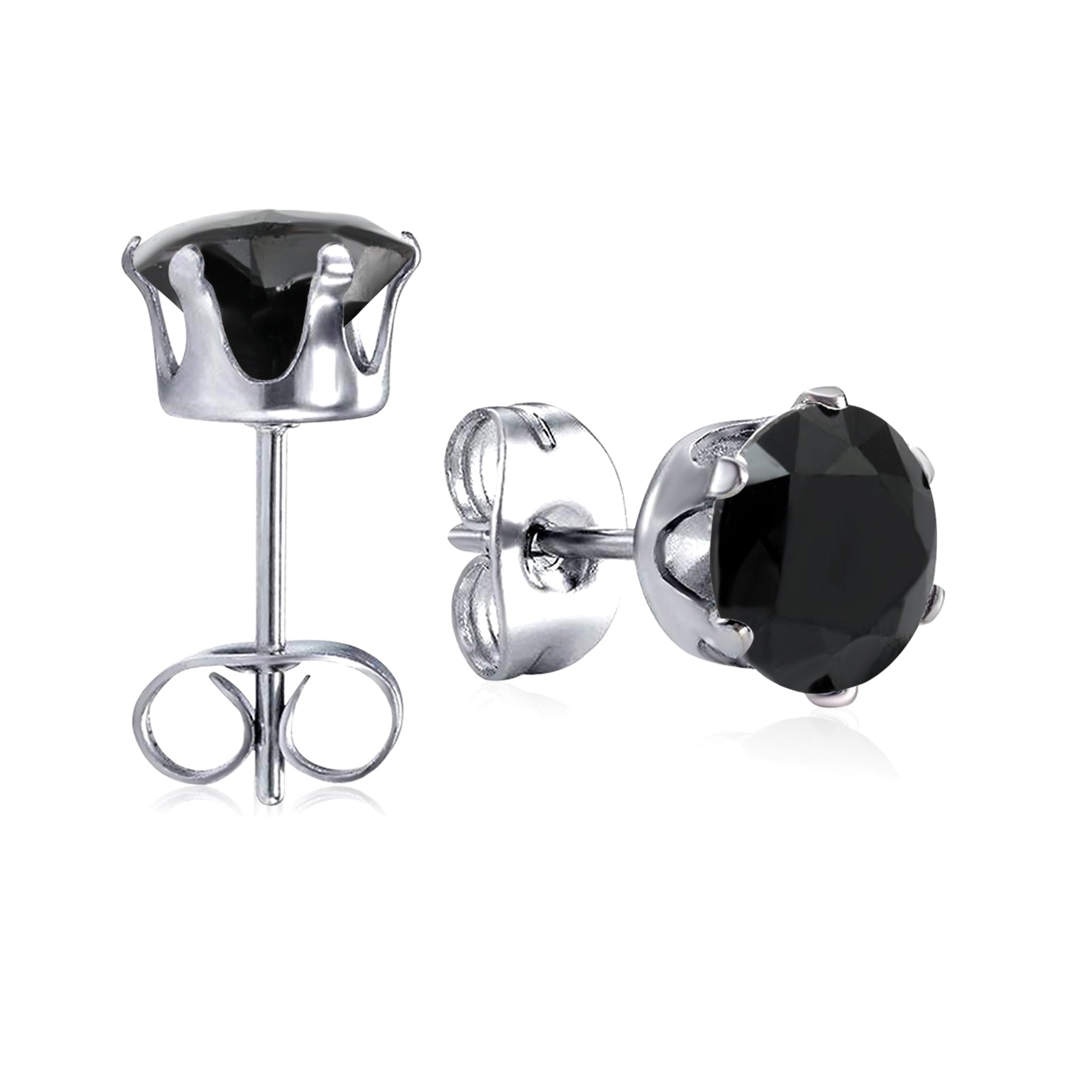 Qty 10pcs 6mm Six Catch Round Mixed Color Diamonds Steel Stud Earrings asonjewelry