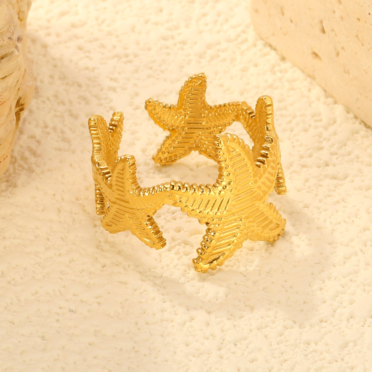 18K Gold - Plated Multi - Starfish Shaped Open Ring asonjewelry