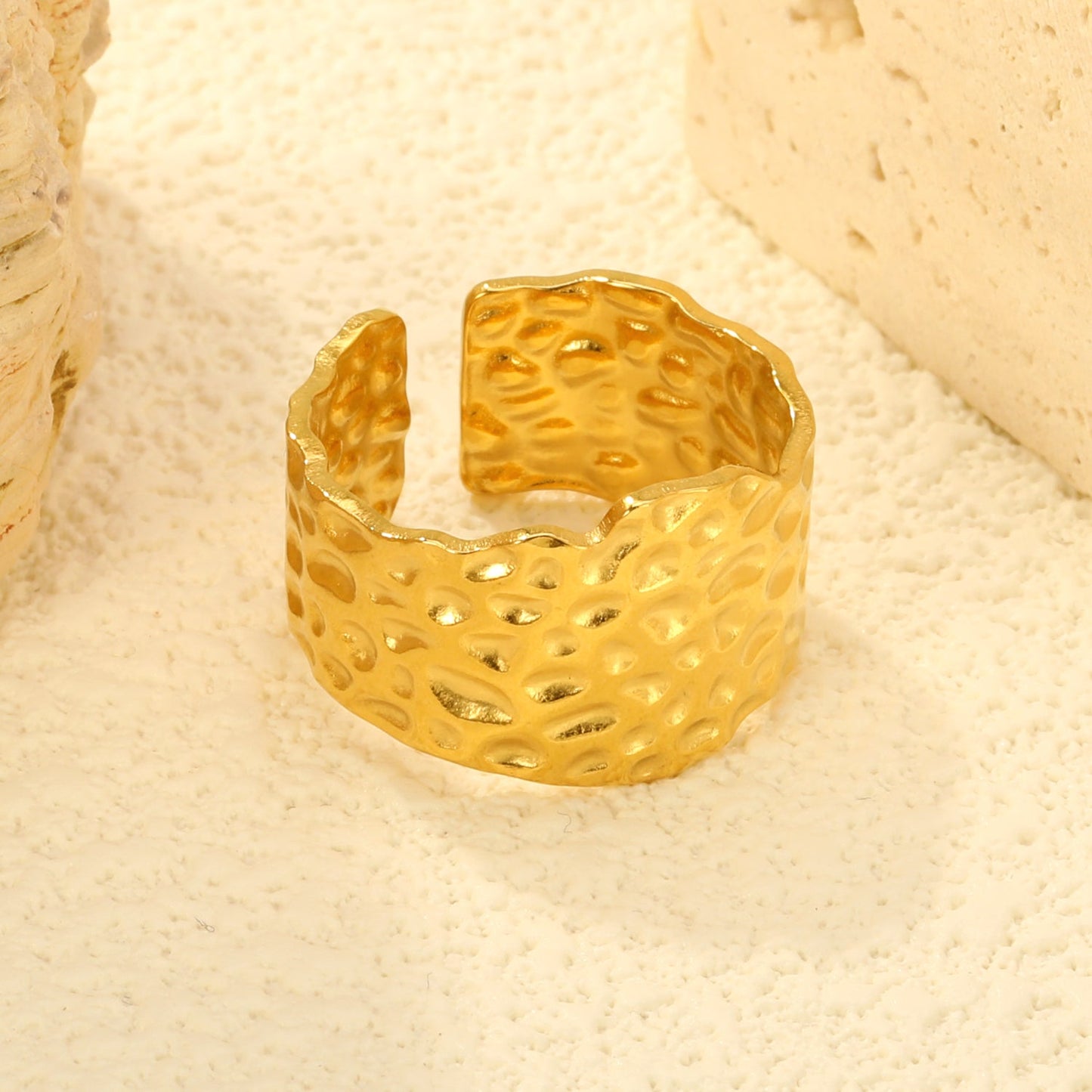 18K Gold - Plated Honeycomb - Textured Ring asonjewelry