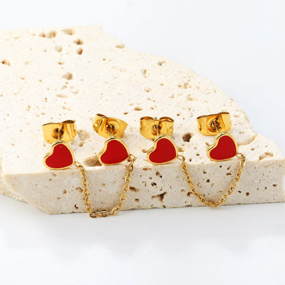 6.3*5.5mm heart shaped black/red/pink oil drops+03 cross chain 30mm accessories earrings gold color asonjewelry