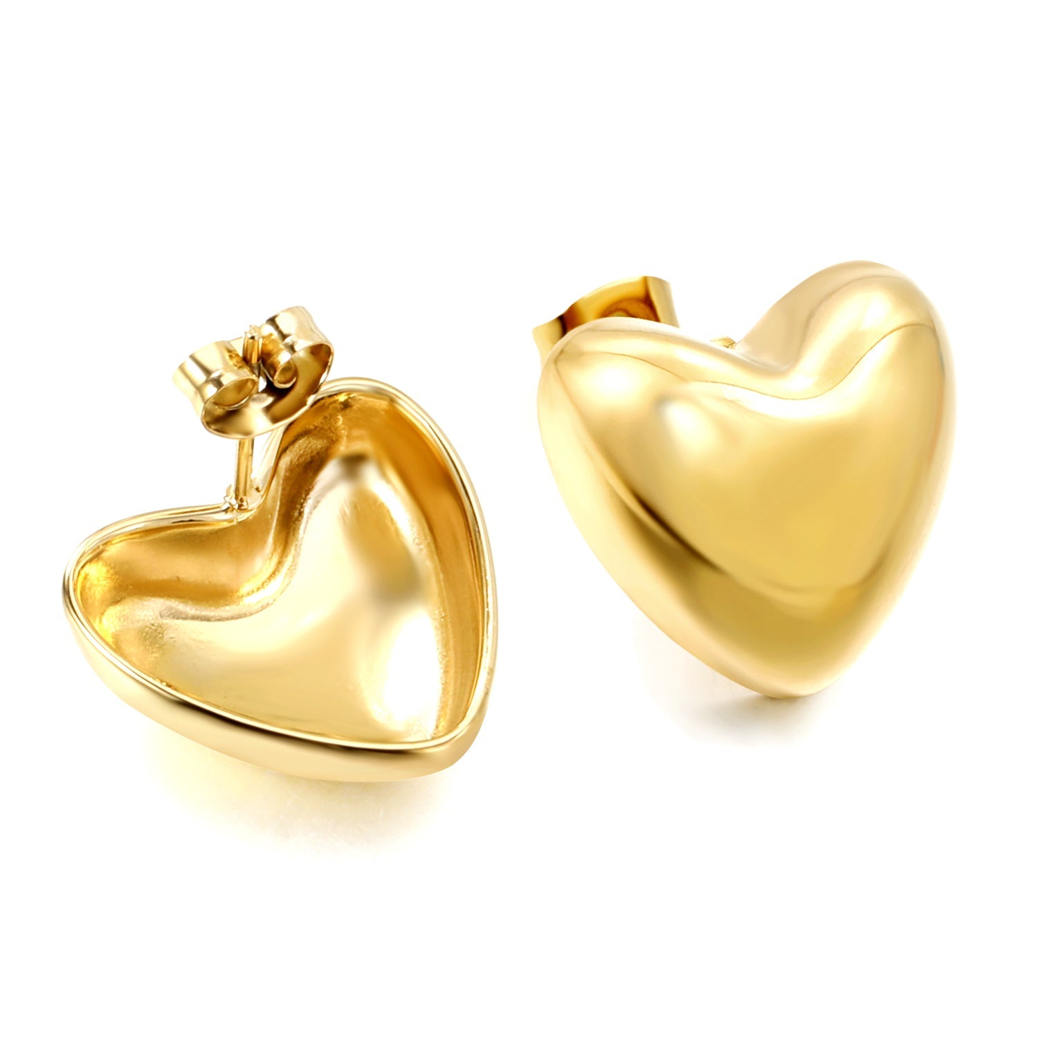 Heart-shaped gold-colored stud earrings 18*16.6mm asonjewelry