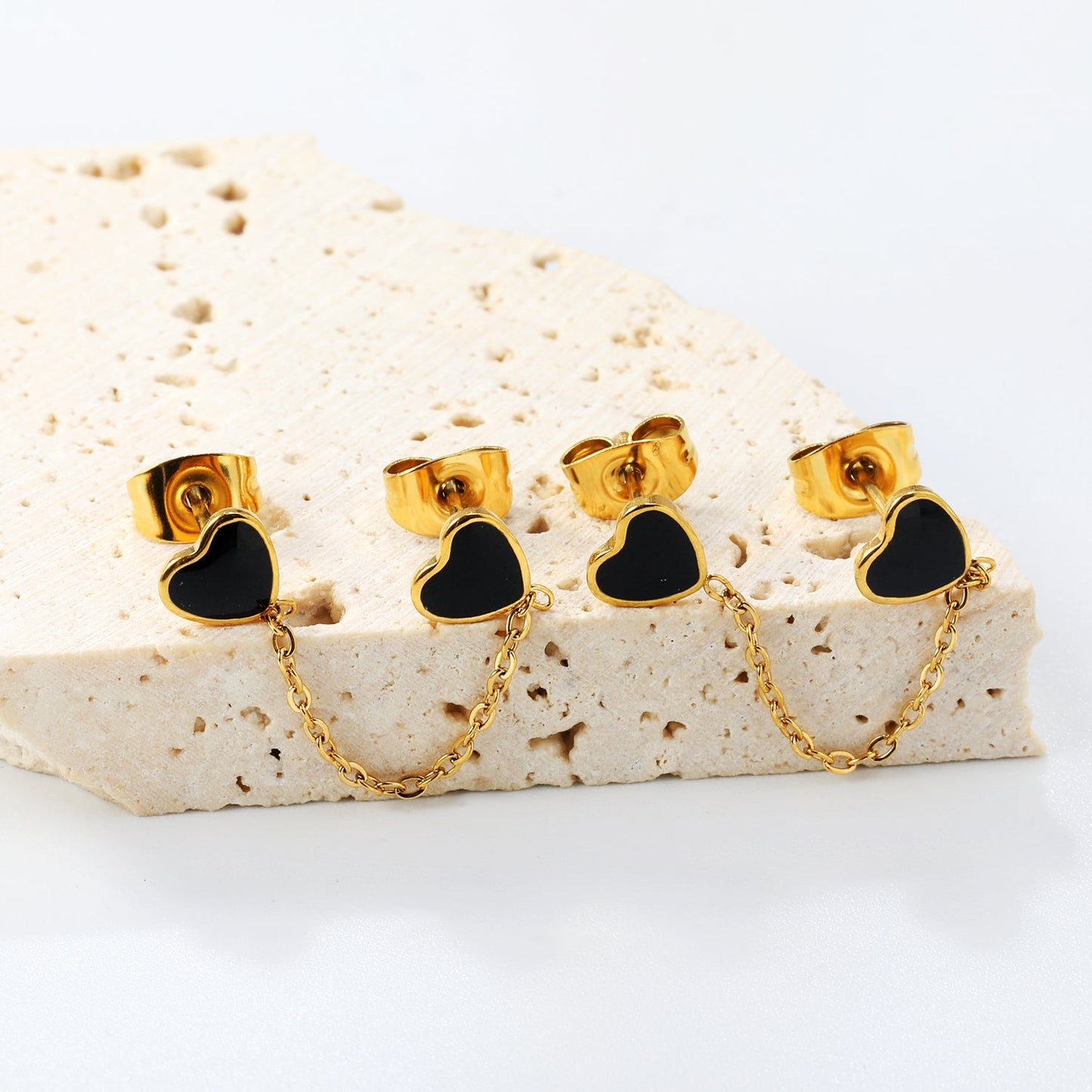 6.3*5.5mm heart shaped black/red/pink oil drops+03 cross chain 30mm accessories earrings gold color asonjewelry