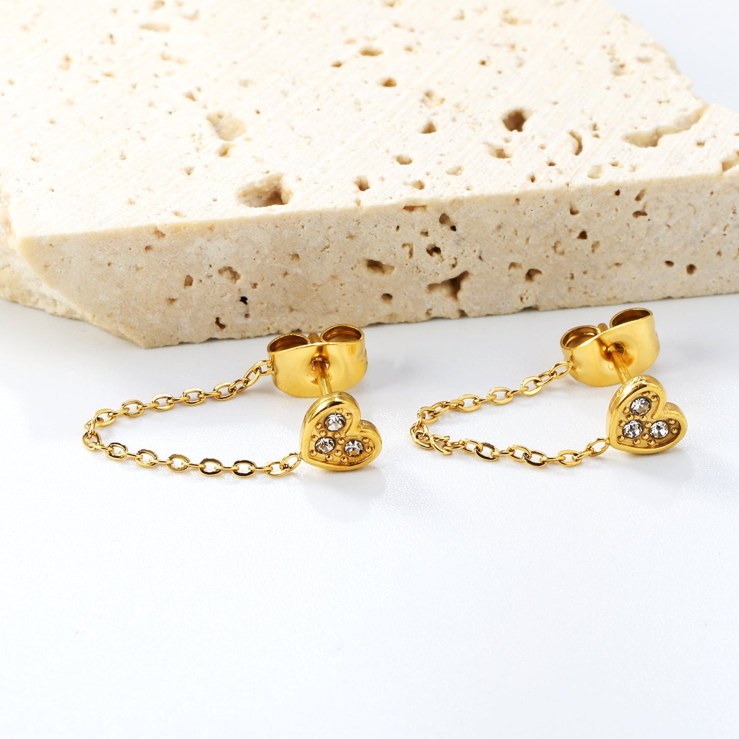 5*5.8mm heart-shaped stick white zirconium/purple drip oil/dark blue drip oil +03 cross chain 30mm accessories earrings gold color asonjewelry