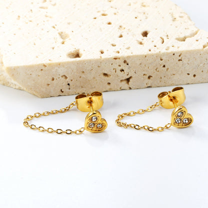 5*5.8mm heart-shaped stick white zirconium/purple drip oil/dark blue drip oil +03 cross chain 30mm accessories earrings gold color asonjewelry