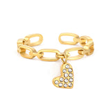 3.1mm high star/eye/heart-shaped/CNC white zircon cross pendant with white diamonds, open ring, gold #7