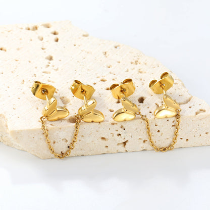 6.7*5.6mm Butterfly+03 Cross Chain 30mm Accessories Earrings Gold color asonjewelry