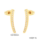 3.5*19.8mm Willow Leaf Eyebrow CNC Diamond Stud Earrings, Gold