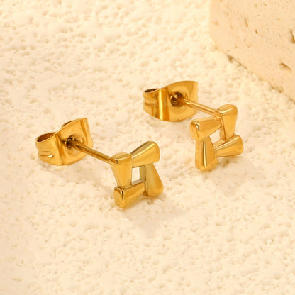 7.8 x 7.8 mm openwork square stud earrings, gold/steel color asonjewelry
