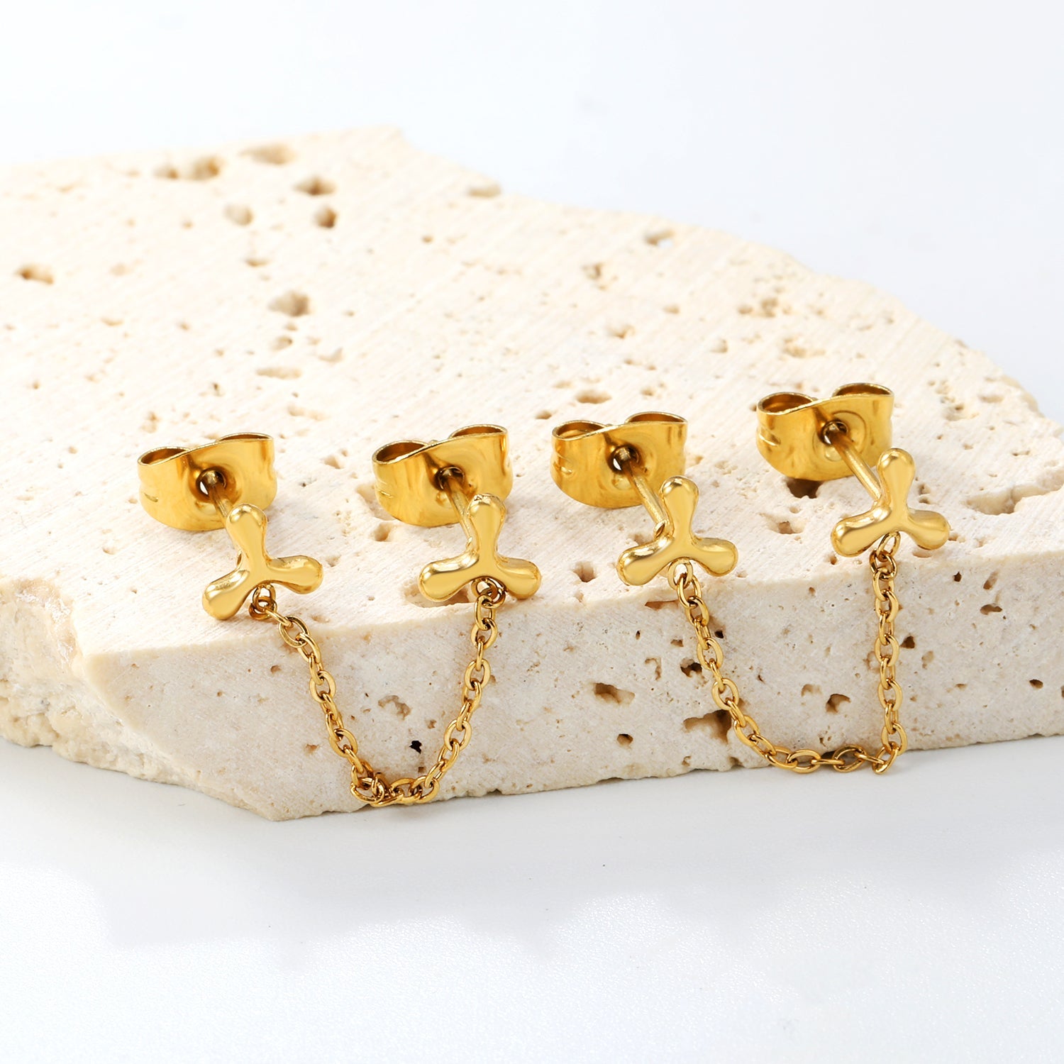 5.8mm Triangle Boomerang+03 Cross Chain 30mm Accessories Earrings Golden asonjewelry