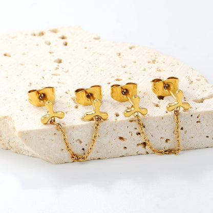 5.8mm Triangle Boomerang+03 Cross Chain 30mm Accessories Earrings Golden asonjewelry