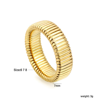 7mm Stainless Steel Gold Color Ring asonjewelry