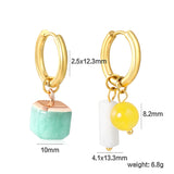 (LPE90101G model) 2.5* 12.3mm asymmetric natural stone accessory earrings with ear hooks, in gold color