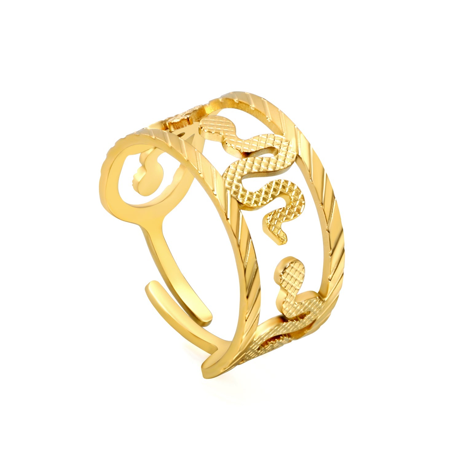 New Stainless Steel Exaggerated Double Snake Ring asonjewelry