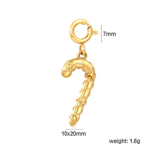 10*20mm Christmas Candy Cane with 7mm Spring Clip Accessory Gold