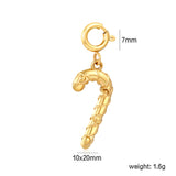 10*20mm Christmas Candy Cane with 7mm Spring Clip Accessory Gold