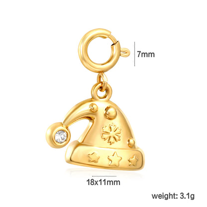 18*11mm Christmas Hat with Rhinestones 7mm Spring Buckle Accessory Gold asonjewelry