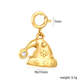 18*11mm Christmas Hat with Rhinestones 7mm Spring Buckle Accessory Gold