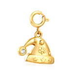 18*11mm Christmas Hat with Rhinestones 7mm Spring Buckle Accessory Gold