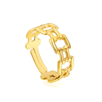 New double-layered stainless steel chain shape band ring asonjewelry