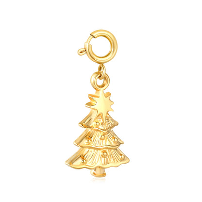 13.2*18mm Christmas Tree 7mm Spring Clip Accessory Gold asonjewelry